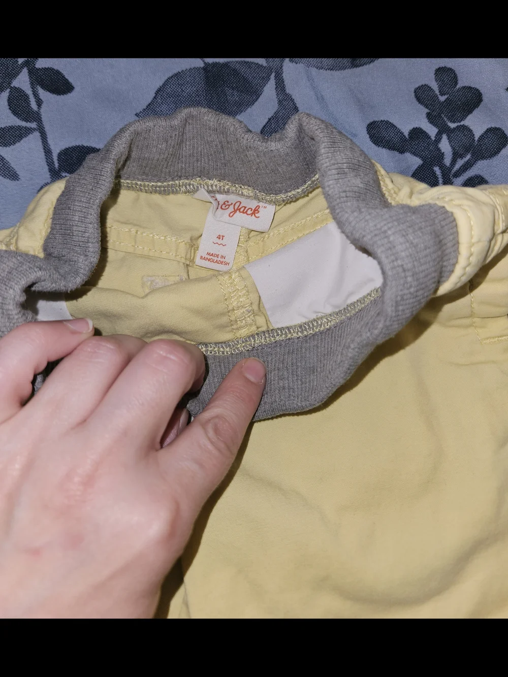 Toddler Boy's Yellow Shorts Khakis with Gray Ribbed Waistband 4T